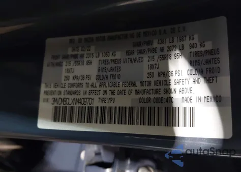 2022 Mazda Cx-30 Carbon Edition из США, поврежденный, VIN 3MVDMBCLXNM409701